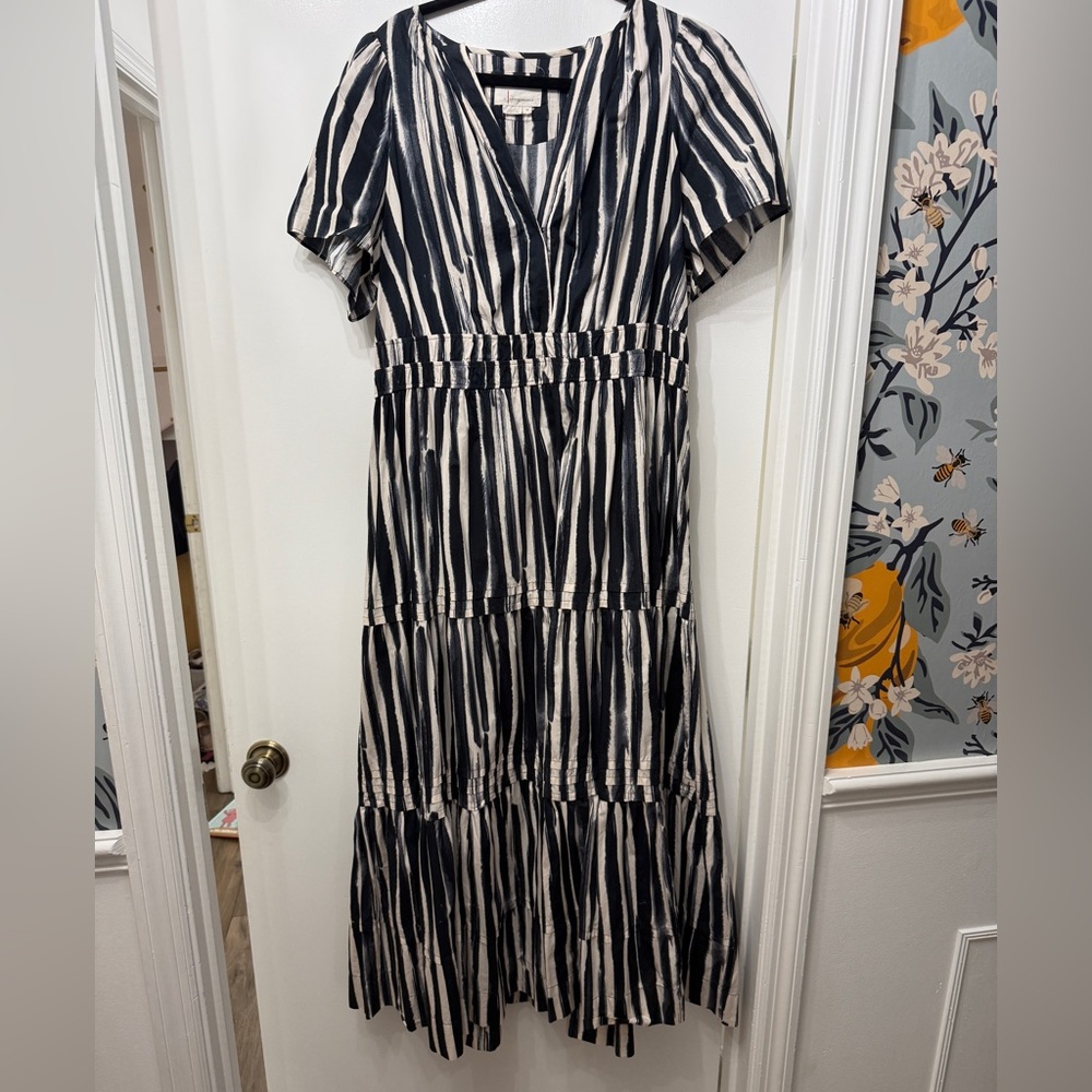 Anthropologie Black and White Striped Somerset Maxi Dress - Picture 3 of 5